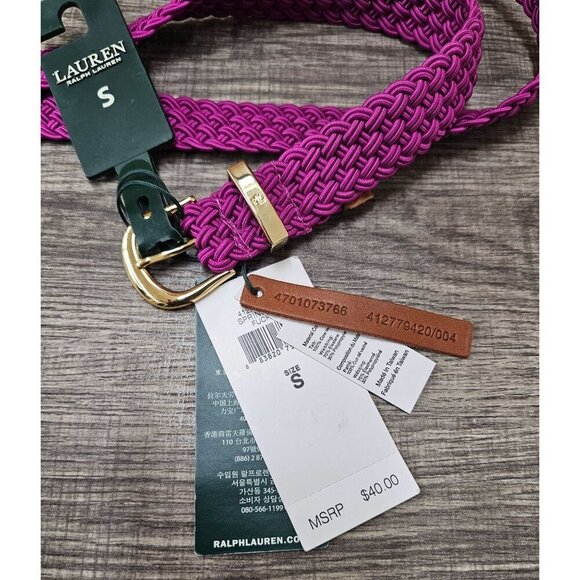 Lauren Ralph Lauren Spring 20 Fuchsia Women's Stretch Belt Size S - Picture 4 of 6
